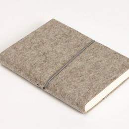Notebook FILZDUETT felt nature/elastic grey | 12 x 16,5 cm, 144 sheet blank